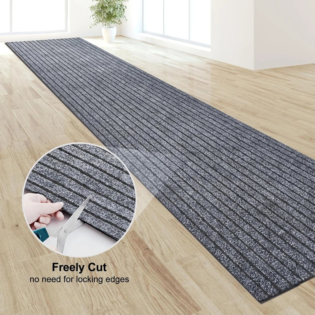 Rutschfester Läufer mit Streifenstruktur für Flur, Küche und Badezimmer – 40 × 130 bis 50 × 300 cm, frei zuschneidbar, Kurzflor, Rot, Braun oder Grau