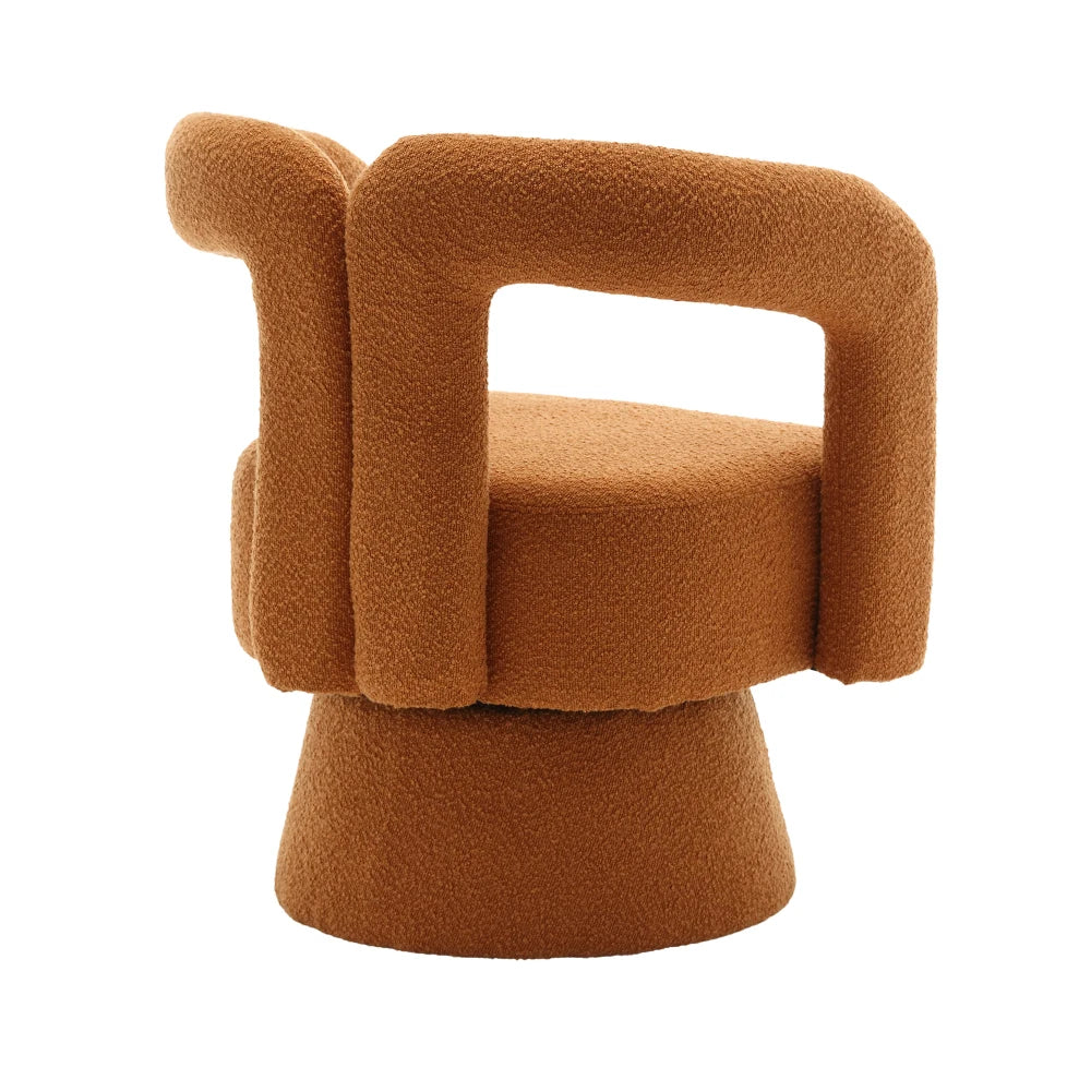 Drehbarer Bouclé-Sessel mit runder Form und breiten Armlehnen für Wohnzimmer und Schlafzimmer – 360° drehbar, 67 × 55 × 74 cm, 4 Farben
