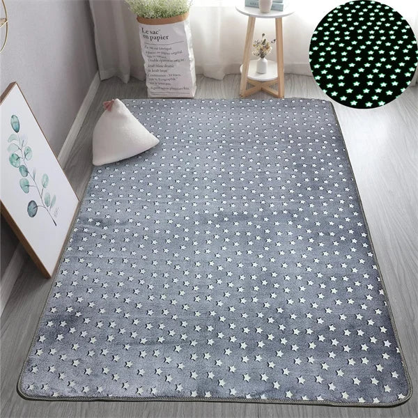 Im Dunkeln leuchtender Teppich mit 3D-Motiven für Kinderzimmer und Schlafzimmer – 40 × 60 bis 160 × 200 cm, Kurzflor, rutschfest, 12 Motive