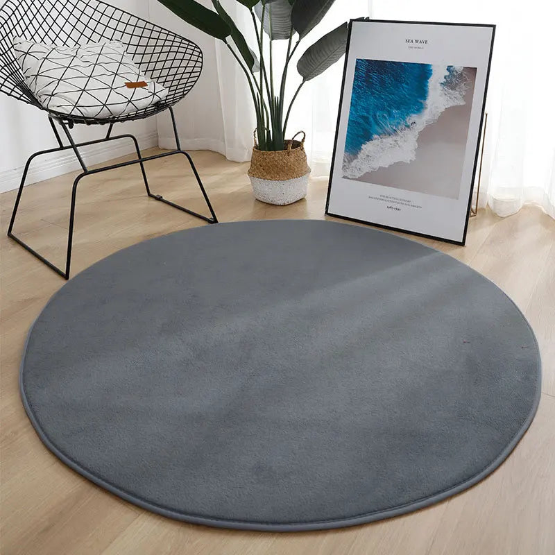 Runder Teppich aus Korallensamt in Uni-Farben für Wohnzimmer, Kinderzimmer und als Krabbelmatte – Ø 60 bis 200 cm, Schaumkern, 13 Farben