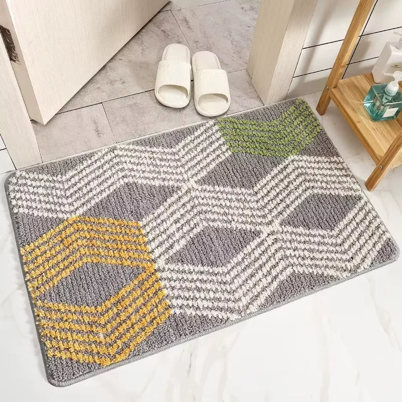 Badematte aus Kaschmir-Imitat mit geometrischem Muster für Bad, Küche und Eingang – 40 × 60 bis 60 × 90 cm, saugfähig, schmutzabweisend, 7 Motive
