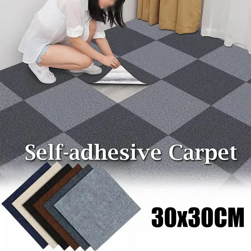 Selbstklebende Teppichfliesen aus PVC für Esszimmer, Schlafzimmer und Küche – je 30 × 30 cm, 5er- oder 10er-Set, einfarbig, 10 Farben