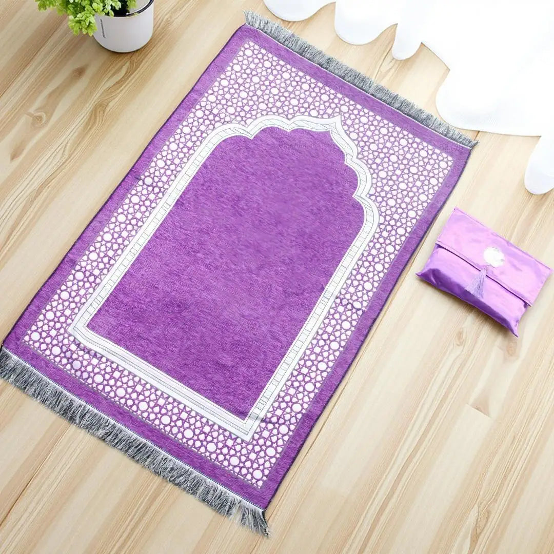 3-teiliges Gebetsteppich-Set mit Tragetasche und Gebetskette für Gebet zu Hause und auf Reisen – 70 × 110 cm, weich, rutschfest, 9 Farben