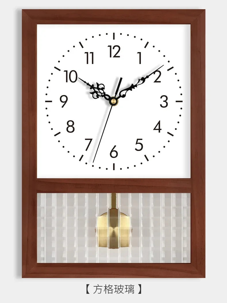 Pendel-Wanduhr aus Massivholz im japanischen Retro-Stil für Wohnzimmer und Arbeitszimmer – ca. 30 × 20 × 7 cm, lautloses Uhrwerk, 8 Ausführungen