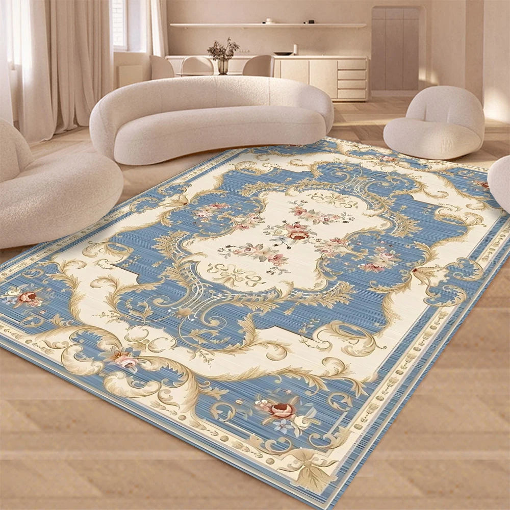 Teppich mit Retro-Blumenmuster im europäischen Stil für Wohnzimmer, Schlafzimmer und Ankleide – 40 × 60 bis 120 × 160 cm, rutschfest, 7 Motive