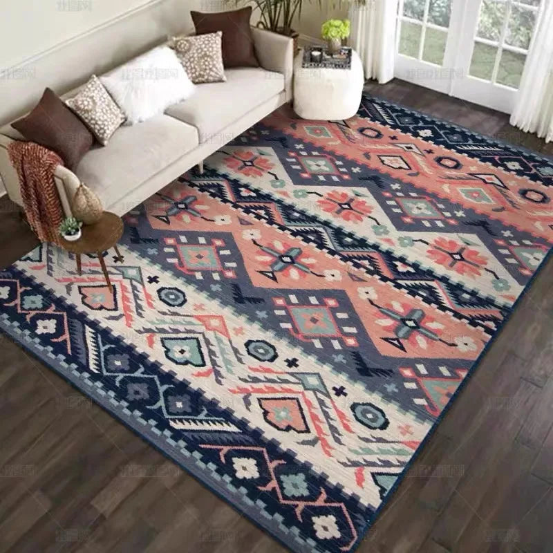 Teppich aus Kristallsamt im marokkanischen Boho-Stil für Wohnzimmer und Schlafzimmer – 40 × 60 bis 160 × 230 cm, bedruckt, schmutzabweisend, 25 Motive