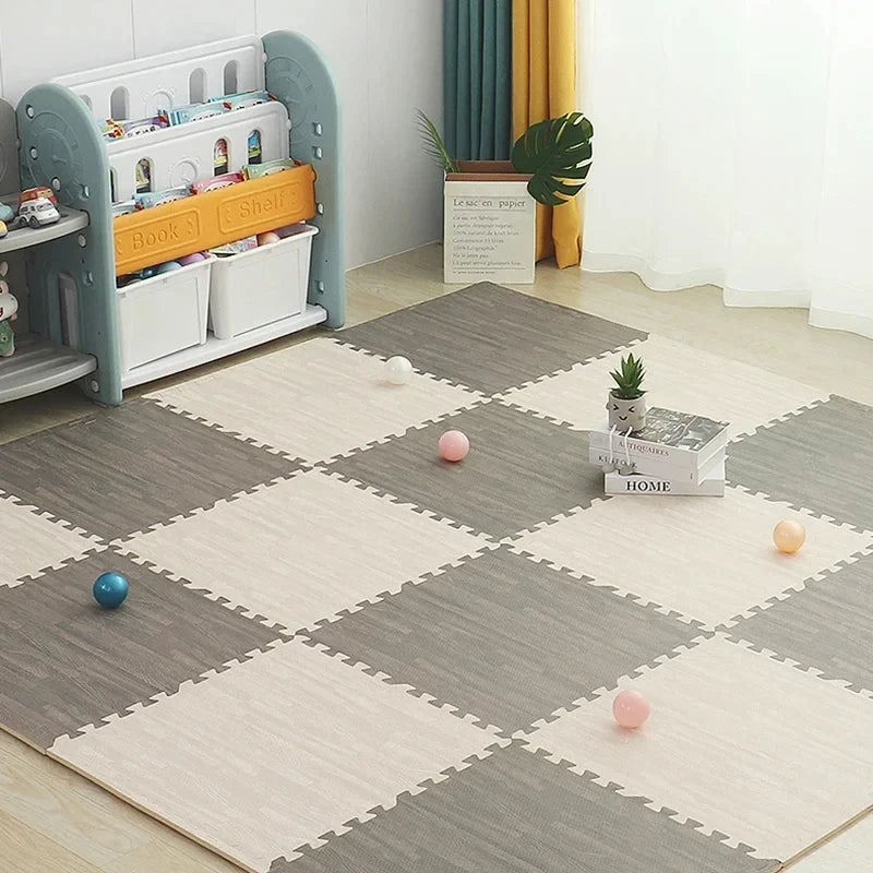 Puzzlematten in Holzmaserung aus EVA-Schaum für Spielbereich, Fitness und Yoga – je 30 × 30 × 1 cm, 4 bis 20 Stück, leicht, 8 Farben
