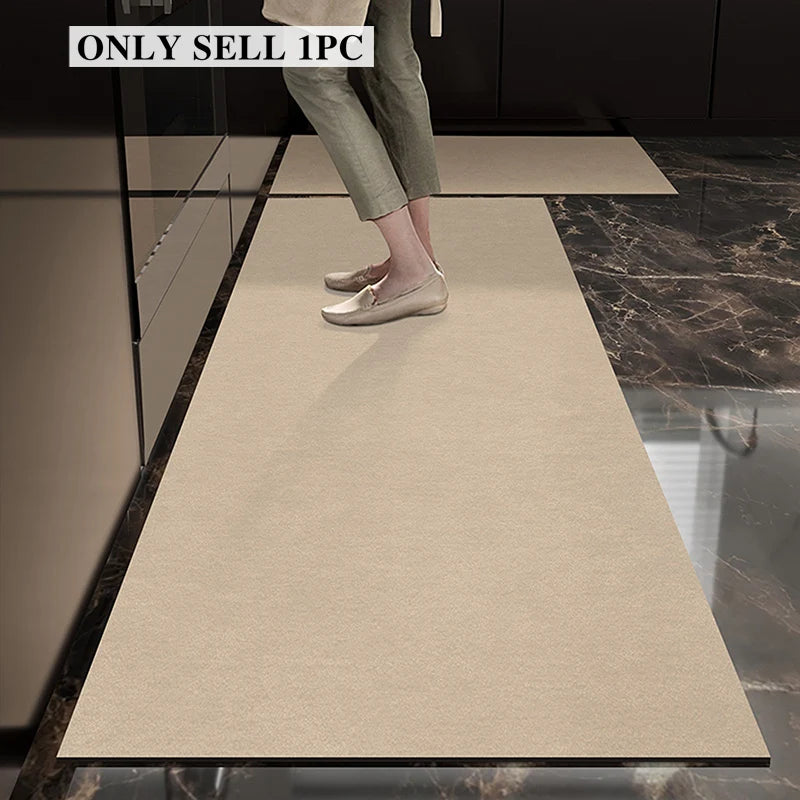 Einfarbige Küchenmatte aus PVC in Lederoptik für Küche und Esszimmer – 50 × 80 bis 200 × 300 cm, wasserdicht, ölbeständig, rutschfest, 6 Farben