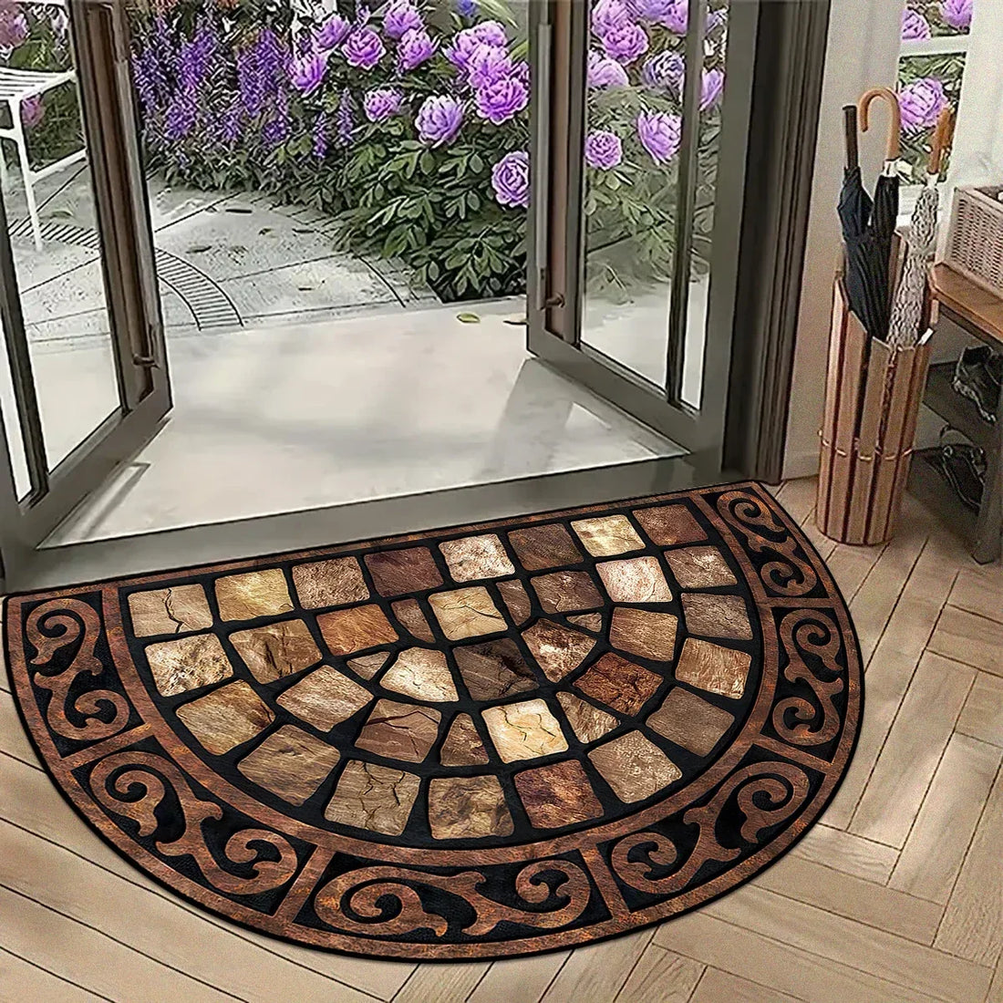 Rutschfeste Fußmatte im amerikanischen Retro-Stil für Haustür, Küche und Bad – 40 × 60 bis 60 × 90 cm, Flanell, saugfähig, verschleißfest, 7 Motive