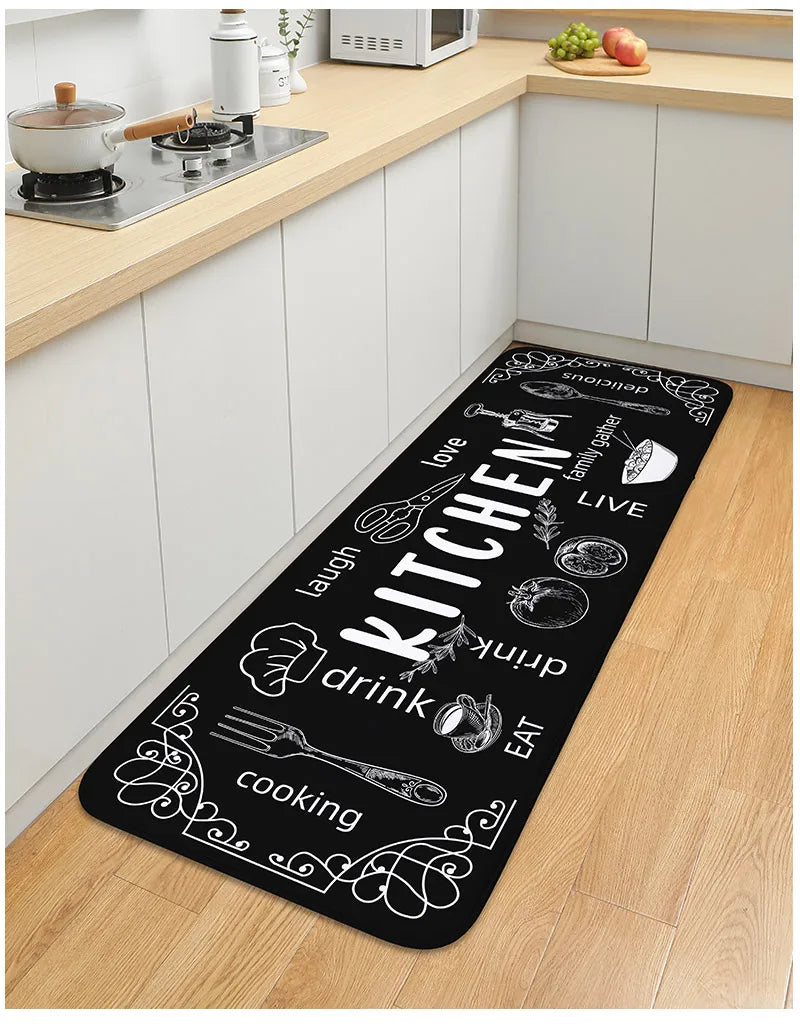 Waschbare Küchenmatte mit Cartoon-Druck und Gummirücken für Küche, Bad und Haustür – 40 × 60 bis 45 × 120 cm, auch im Set, saugfähig, 2 Motive