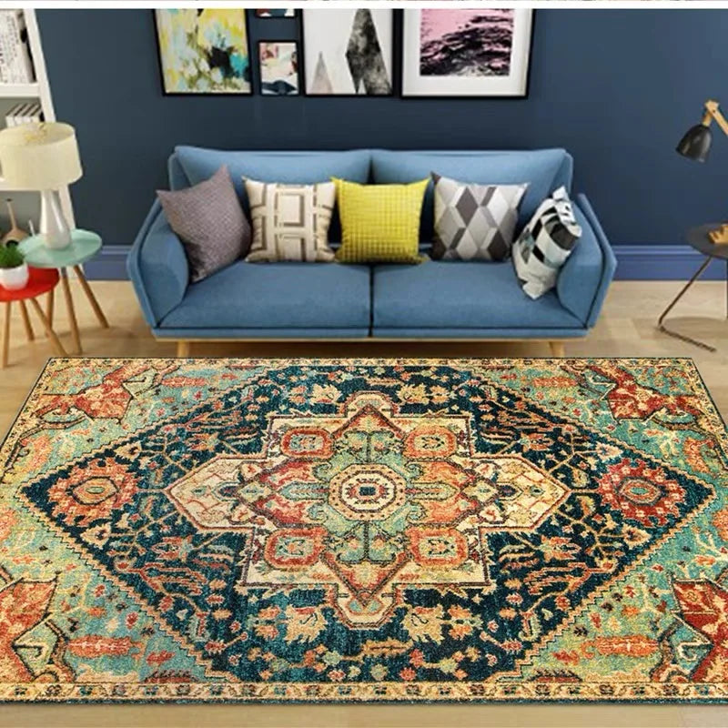 Teppich aus Kristallsamt im marokkanischen Boho-Stil für Wohnzimmer und Schlafzimmer – 40 × 60 bis 160 × 230 cm, bedruckt, schmutzabweisend, 25 Motive