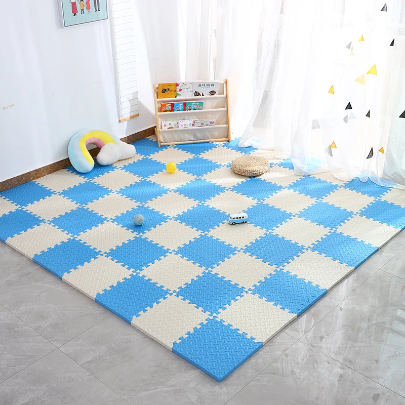Dicke Puzzlematte aus EVA-Schaum als Krabbel- und Spielmatte für Babys und Kinder – je 30 × 30 cm, 4 bis 16 Stück, rutschfest, wasserdicht, 15 Farben
