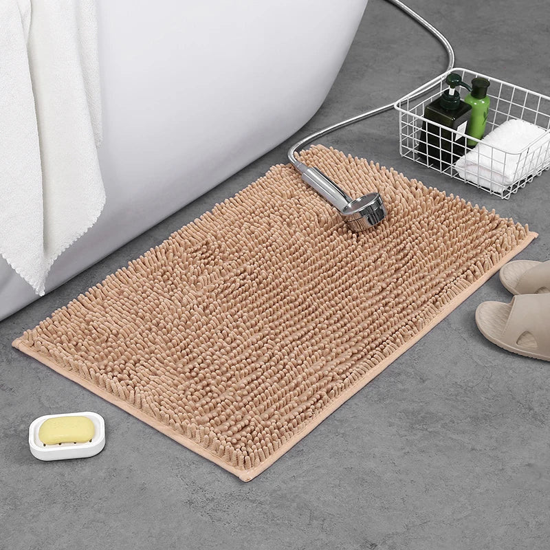 Flauschige Chenille-Badematte für Badezimmer und WC – 40 × 60 oder 50 × 80 cm, rechteckig, saugfähig, rutschfest, 8 Farben
