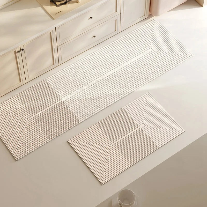 Rutschfeste Kieselgur-Küchenmatte als langer Läufer für Küche, Bad und Eingang – 40 × 60 bis 50 × 160 cm, gestreift, saugfähig, Gummirücken, 5 Motive