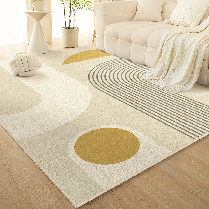 Teppich im französischen Creme-Stil für Wohnzimmer und Schlafzimmer – 80 × 160 bis 160 × 230 cm, Flanell mit Schaumkern, rutschfest, 6 Motive