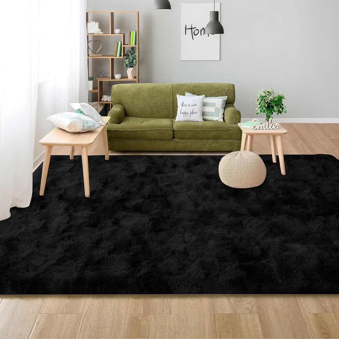 Zotteliger Teppich in Batik-Optik mit Samtflor für Wohnzimmer, Schlafzimmer und Kinderzimmer – 50 × 80 bis 160 × 230 cm, rutschfest, 4 Farben