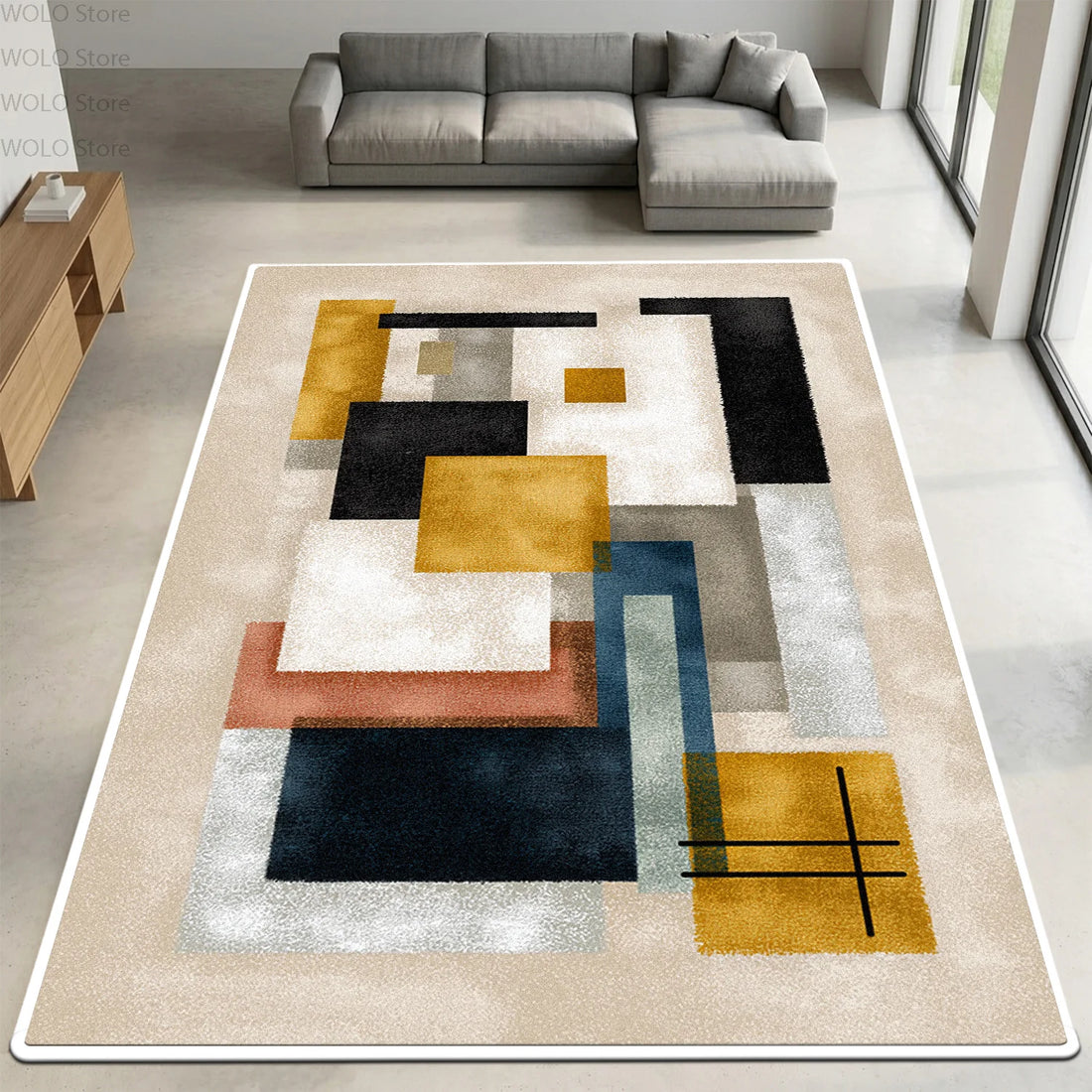 Moderner Teppich mit geometrischem Farbblock-Muster für Wohnzimmer und Schlafzimmer – 50 × 80 bis 200 × 400 cm, rutschfest, waschbar, 11 Motive