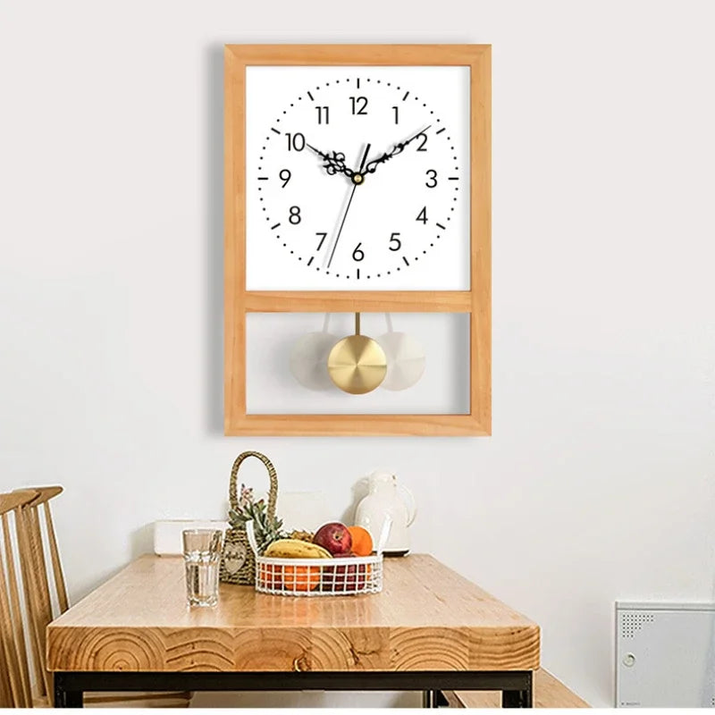 Pendel-Wanduhr aus Massivholz im japanischen Retro-Stil für Wohnzimmer und Arbeitszimmer – ca. 30 × 20 × 7 cm, lautloses Uhrwerk, 8 Ausführungen