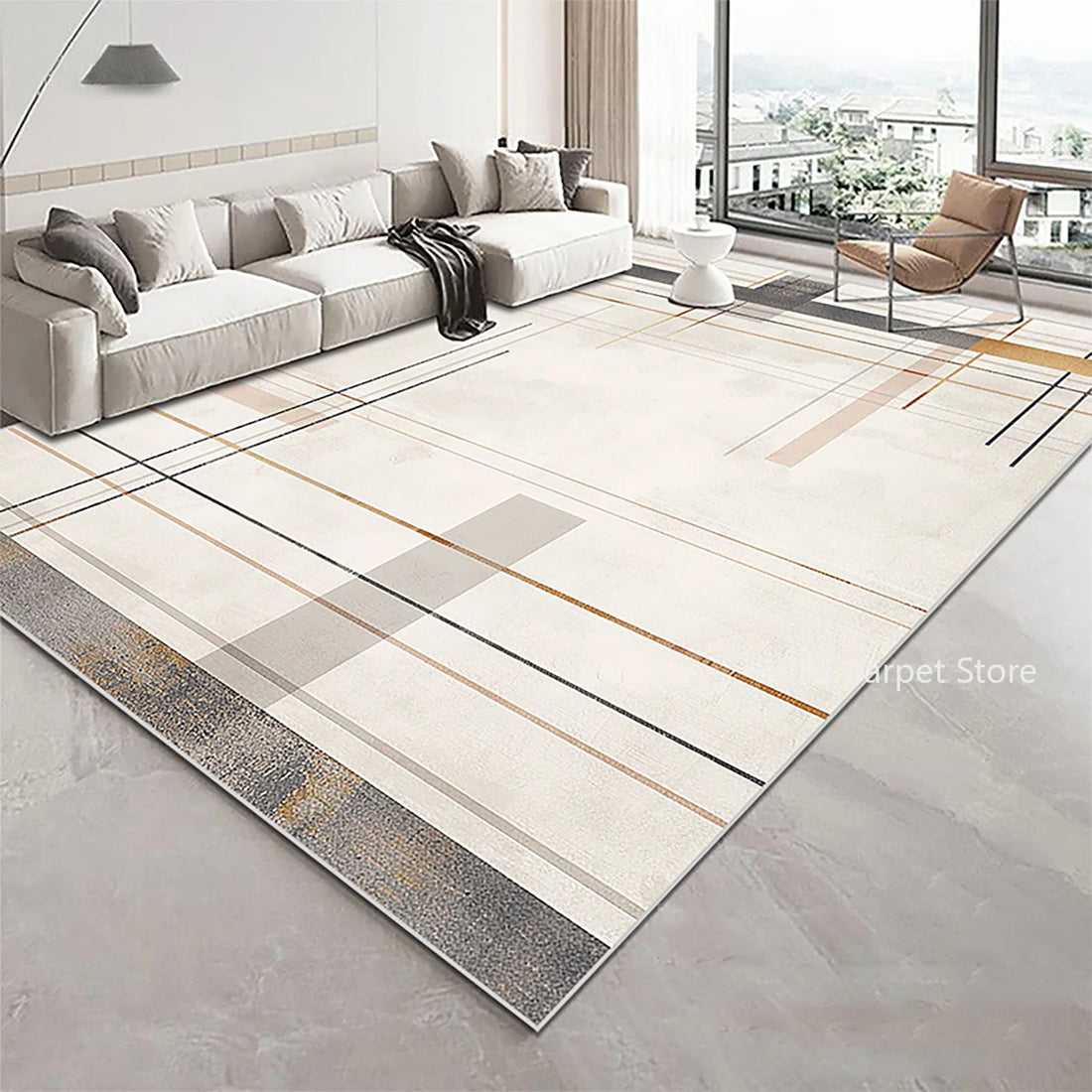Teppich mit goldenem Geometrie-Muster im Luxus-Stil für Wohnzimmer und Schlafzimmer – 60 × 90 bis 200 × 400 cm, 3D-Druck, rutschfest, 11 Motive