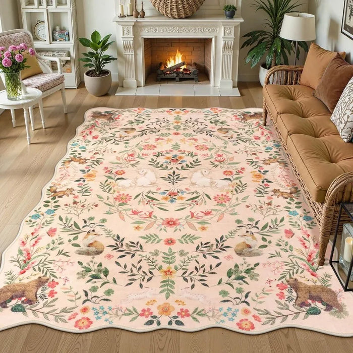 Flauschiger Teppich mit Tier- und Pflanzenmotiv im nordischen Stil für Wohnzimmer und Schlafzimmer – 50 × 80 bis 300 × 400 cm, rutschfest, 3 Motive