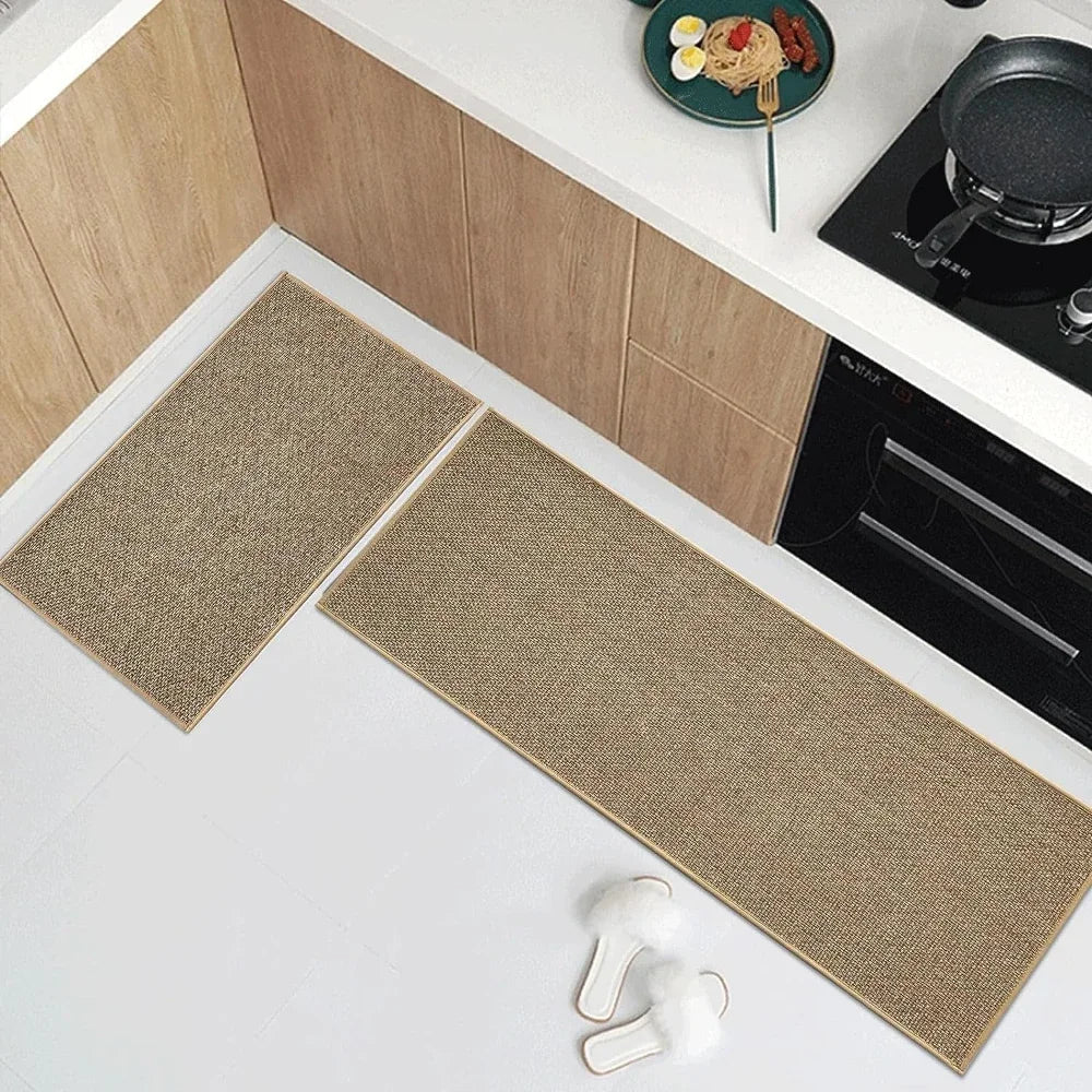 Küchenläufer in Sisal-Optik mit Gummirücken für Küche und Eingang – 44 × 75 bis 45 × 180 cm, gewebt, eingefasste Kante, rutschfest, Braun oder Grau