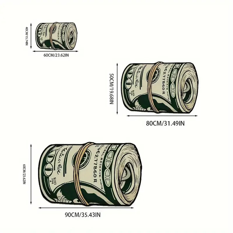 Teppich mit Dollarschein-Motiv als Bettvorleger und Fußmatte für Schlafzimmer und Bad – 40 × 60 bis 60 × 90 cm, Kaschmir-Imitat, rutschfest