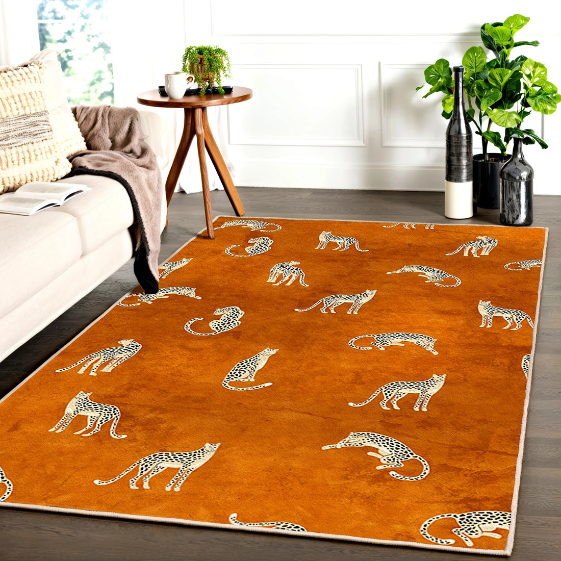 Plüschteppich mit Leopardenmuster im Light-Luxury-Stil für Wohnzimmer und Schlafzimmer – 40 × 60 bis 180 × 240 cm, Flanell, rutschfest, 15 Motive