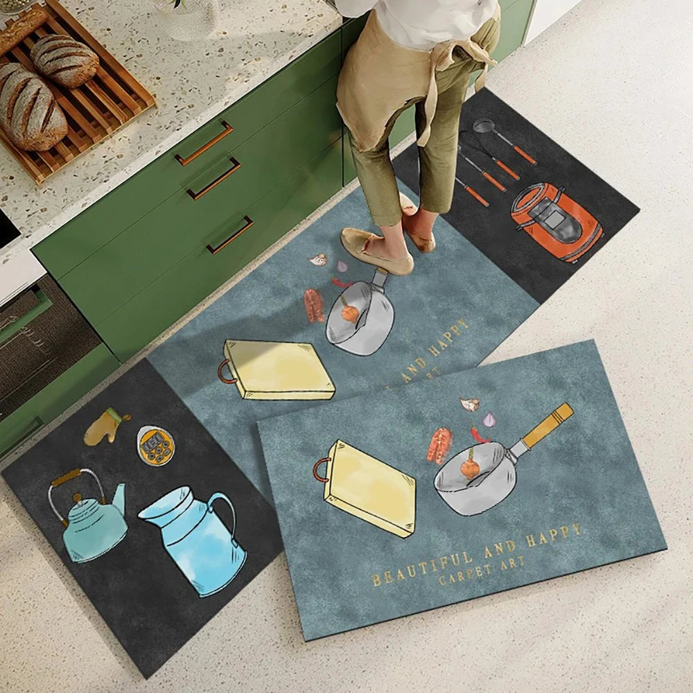Küchenläufer aus Kristallsamt mit Druckmotiv für Küche, Wohnzimmer und Schlafzimmer – 40 × 60 bis 50 × 160 cm, einzeln oder im Set, 25 Motive