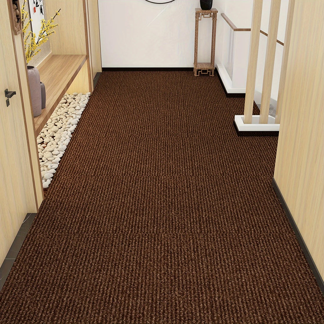 Selbstklebender Teppich von der Rolle für Küche, Flur und Eingang – 40 × 100 bis 40 × 300 cm, gestreift, rutschfest, PVC-Rücken, 11 Farben