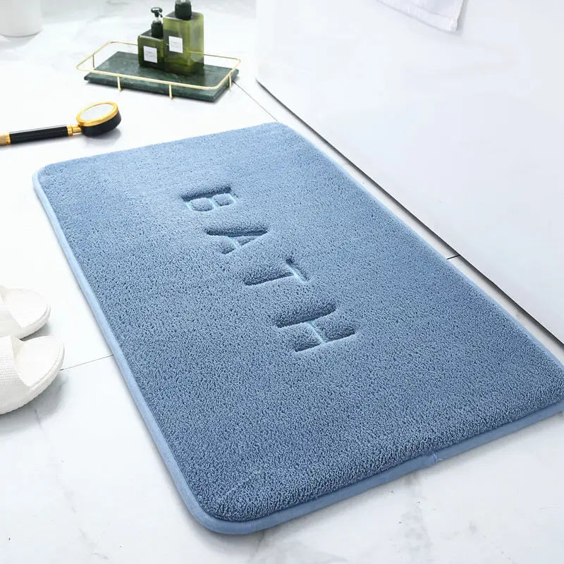 Saugfähige Badematte aus Korallenfleece mit Memory-Schaum und BATH-Prägung für Bad, Küche und Wohnzimmer – 40 × 60 cm, rutschfest, weich, 4 Farben