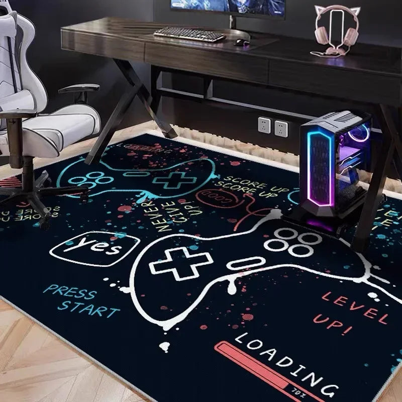 Gaming-Teppich aus Kristallsamt für E-Sport-Zimmer, Wohnzimmer und Büro – 80 × 120 bis 160 × 230 cm, schalldämmend, rutschfest, 14 Motive