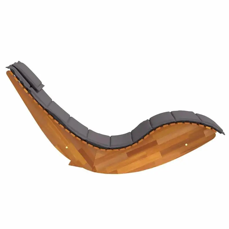 Schaukel-Sonnenliegen aus massivem Akazienholz mit Auflage für Garten, Terrasse und Pool im 2er-Set – Lattengestell, Kopfkissen, Auflage Dunkelgrau