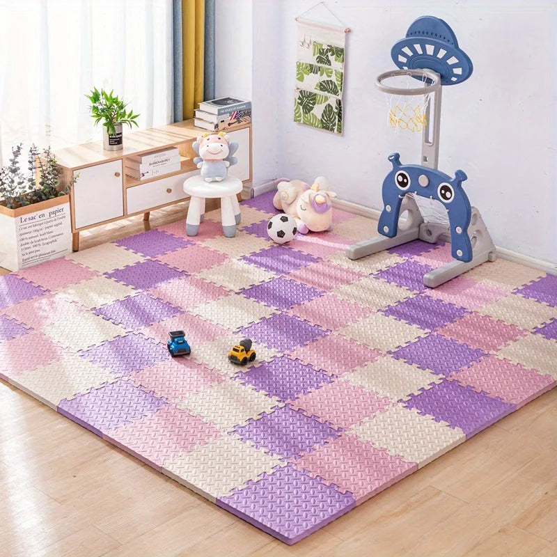 Steckbare Fitness-Bodenmatten aus EVA für Yoga, Workout und Training zu Hause – je 30 × 30 cm, Blattstruktur, rutschfest, stoßdämpfend, 1 bis 20 Stück