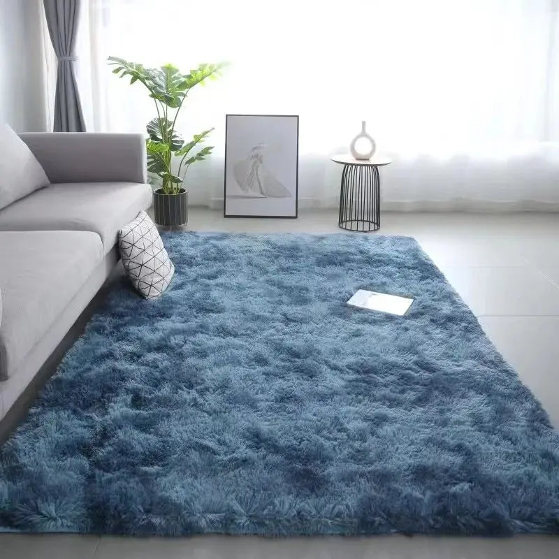 Flauschiger Teppich aus Seidenwolle mit Batikmuster für Kinderzimmer, Wohnzimmer und Schlafzimmer – 40 × 60 bis 160 × 230 cm, rutschfest, waschbar