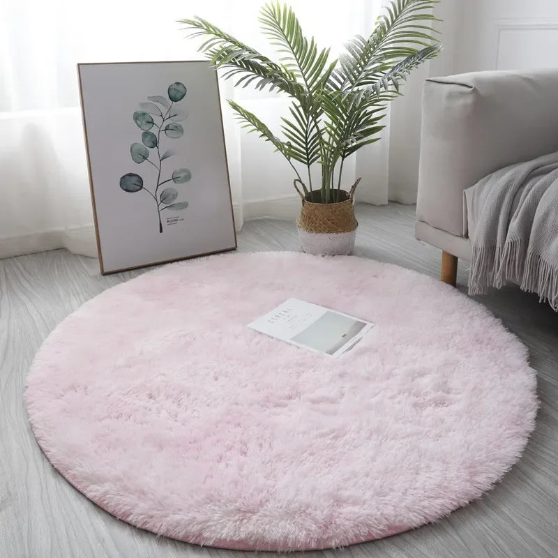 Runder Plüschteppich mit dickem Flor für Wohnzimmer, Schlafzimmer und Kinderzimmer – Ø 60 bis 100 cm, 4,5 cm Florhöhe, flauschig, 4 Farben