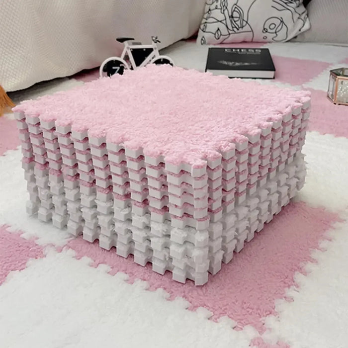 Plüsch-Puzzlematten aus EVA-Schaum als Krabbelteppich für Babys und Kinderzimmer – je 30 × 30 × 1 cm, 10 oder 20 Stück, zweifarbig, 25 Kombinationen