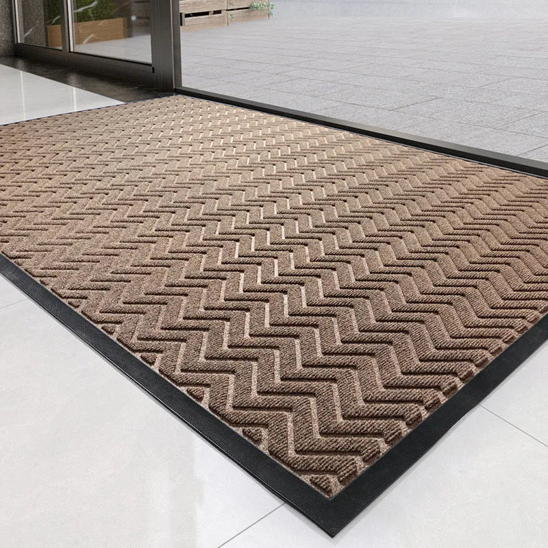 Gestreifte Fußmatte für Eingangstür, Balkon und Küche – 45 × 75 oder 60 × 90 cm, rutschfest, zuschneidbar, leicht zu reinigen, Dunkelgrau oder Braun