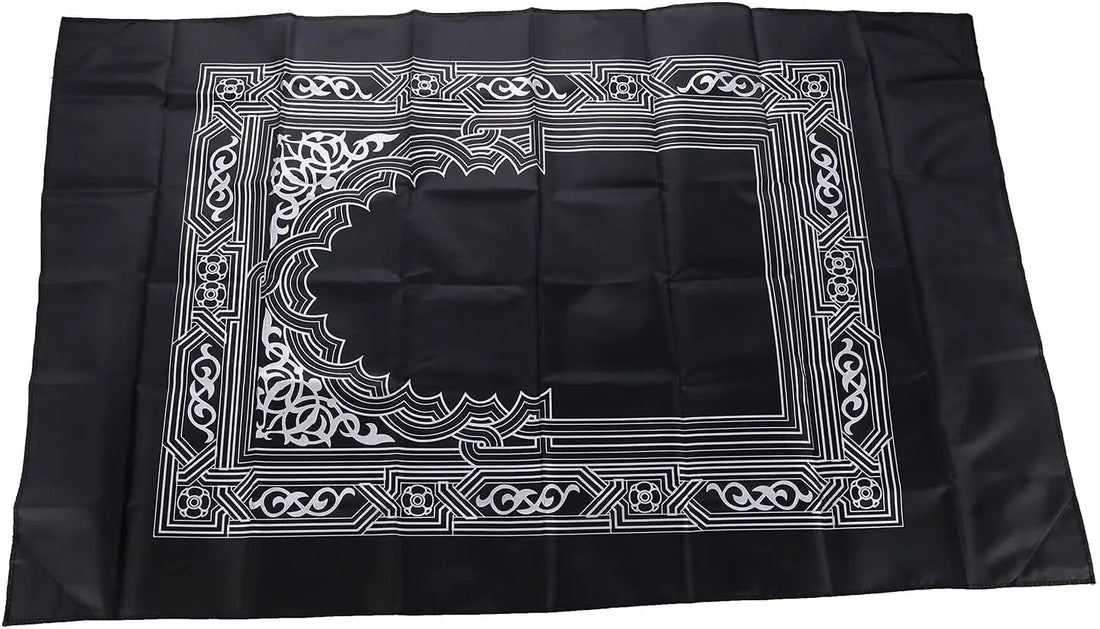 Reise-Gebetsteppich mit geometrischem Muster und Kompass im Beutel für Gebet unterwegs und daheim – 60 × 100 cm, Polyester, geflochten, 5 Farben