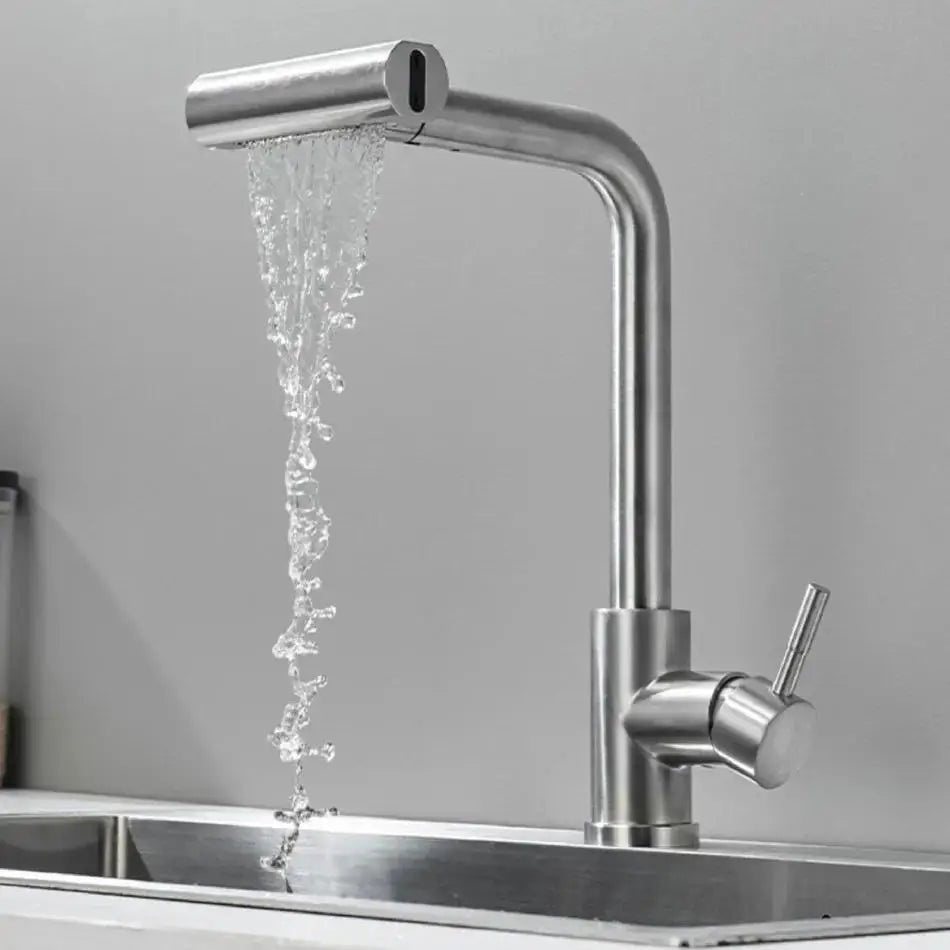 Ausziehbare Küchenarmatur aus Edelstahl 304 mit Schwenk-Sprühkopf für die Spüle – 360° drehbar, Wasserfall- und Brausestrahl, Einhebelmischer, Gold