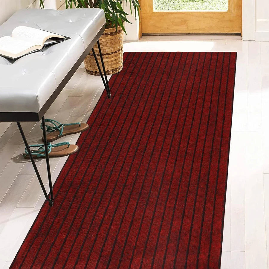 Waschbarer Streifenläufer in Rot, Grau oder Braun für Küche, Badezimmer und Haustür – 40 × 80 bis 50 × 280 cm, einfarbig, rutschfest, 25 Größen