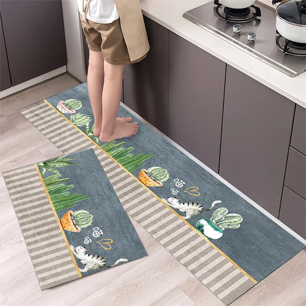 Langer Küchenläufer aus Kristallsamt für Küche, Flur und Wohnzimmer – 40 × 60 bis 50 × 160 cm, bedruckt, saugfähig, rutschfest, PVC-Rücken, 25 Motive