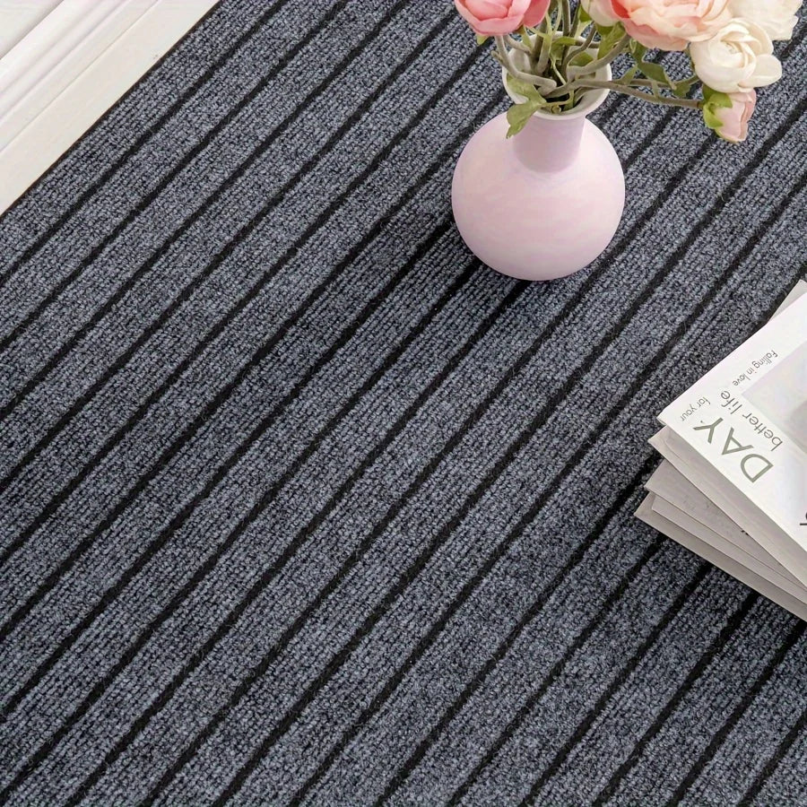 Selbstklebender Teppich von der Rolle für Küche, Flur und Eingang – 40 × 100 bis 40 × 300 cm, gestreift, rutschfest, PVC-Rücken, 11 Farben