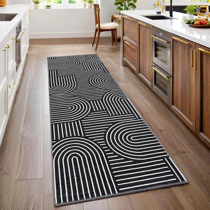 Moderner Teppichläufer mit abstraktem Muster für Flur, Küche und Waschküche – 40 × 120 oder 50 × 150 cm, rutschfest, waschbar, 7 Motive