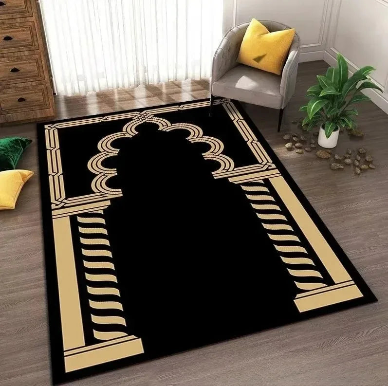Rutschfester Teppich mit islamischem Motiv als Gebetsmatte für Wohnzimmer und Schlafzimmer – 40 × 60 bis 120 × 160 cm, gepolstert, waschbar, 6 Motive