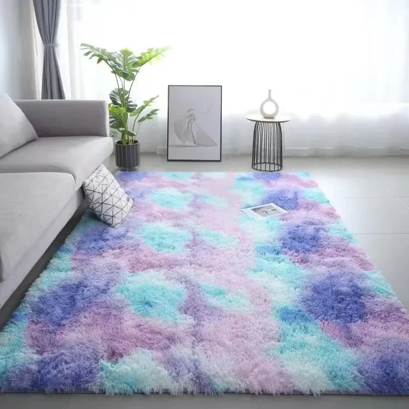 Teppich aus Seidenwolle mit Farbverlauf als Bettvorleger für Schlaf-, Kinder- und Wohnzimmer – 40 × 60 bis 140 × 200 cm, rutschfest, 8 Farben