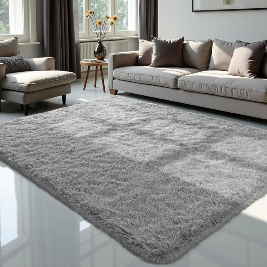 Flauschiger Teppich aus Seidenwolle für Schlafzimmer, Wohnzimmer und Studentenzimmer – 40 × 60 bis 160 × 230 cm, rechteckig, rutschfest, 10 Farben
