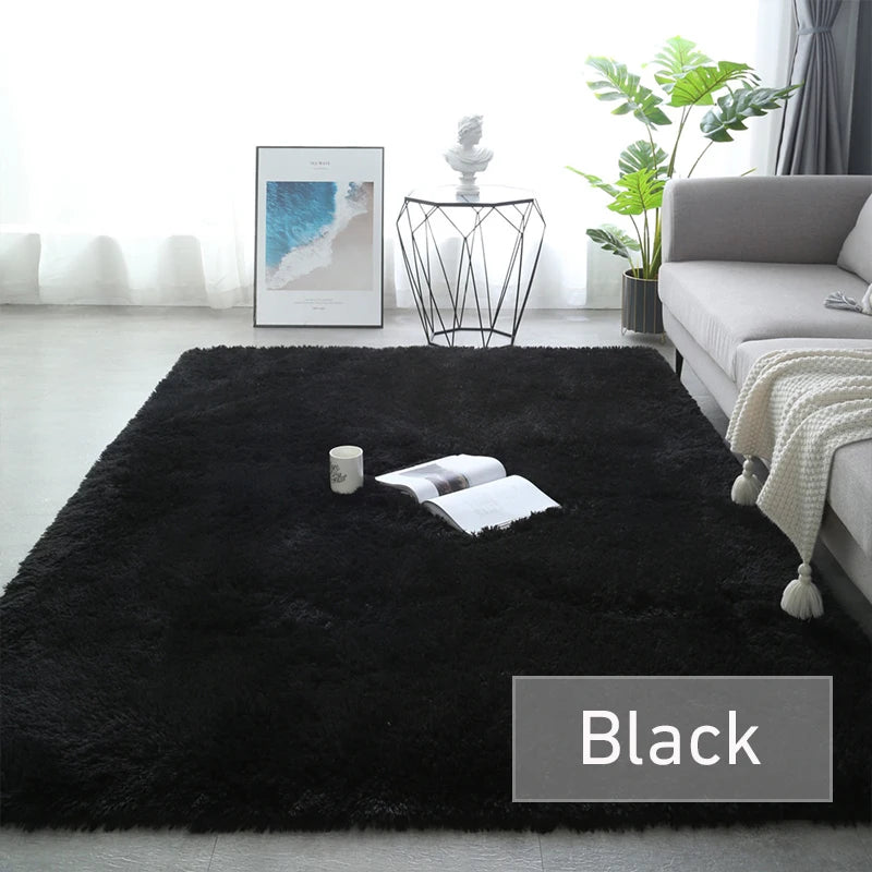 Flauschiger Plüschteppich in Uni- und Batikfarben für Wohnzimmer und Schlafzimmer – 40 × 60 bis 160 × 230 cm, 3,5 cm Flor, rechteckig, 12 Farben