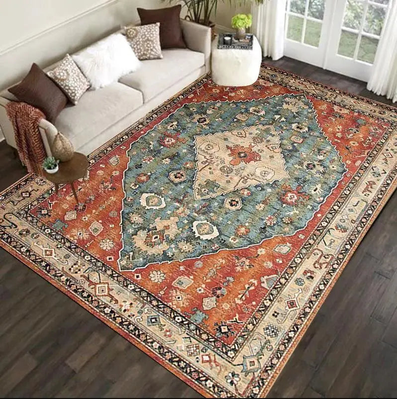 Teppich aus Kristallsamt im marokkanischen Boho-Stil für Wohnzimmer und Schlafzimmer – 40 × 60 bis 160 × 230 cm, bedruckt, schmutzabweisend, 25 Motive