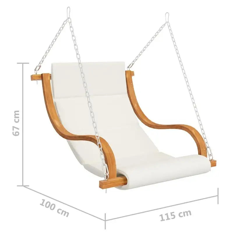Hängesessel aus massivem Bugholz mit Polsterauflage für Terrasse, Garten und Balkon – ohne Gestell, mit Ketten, geschwungene Armlehnen, 2 Farben