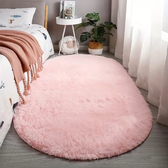Ovaler Kunstfell-Teppich als Bettvorleger für Schlafzimmer, Wohnbereich und Hotelzimmer – 40 × 120 oder 60 × 160 cm, weich, rutschfest, 3 Ausführungen